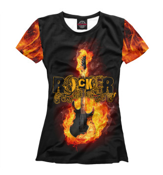 Женская Футболка Fire Guitar Rocker