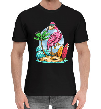 Мужская Хлопковая футболка Фламинго и остров