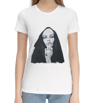 Женская Хлопковая футболка Монашка