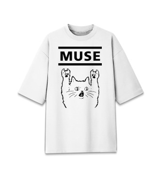 Женская Хлопковая футболка оверсайз Muse - Rock Cat
