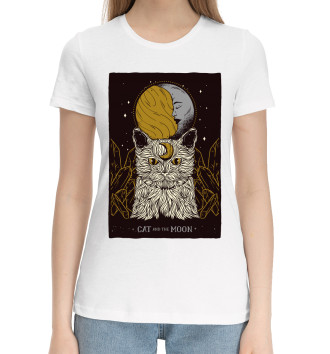 Женская Хлопковая футболка Cat Moon Tarot