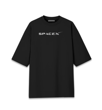 Женская Хлопковая футболка оверсайз SPACEX.