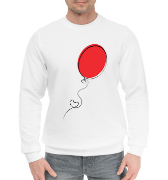 Мужской Хлопковый свитшот Красный воздушный шарик с сердцем
