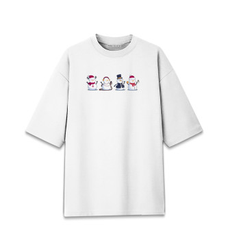 Хлопковая футболка оверсайз для мальчиков Снеговики