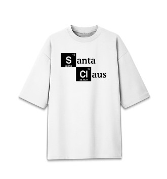Хлопковая футболка оверсайз для девочек Санта Клаус