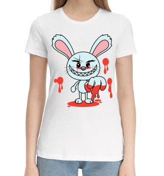 Женская Хлопковая футболка Кролик маньяк
