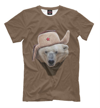 Мужская футболка Медведь в ушанке