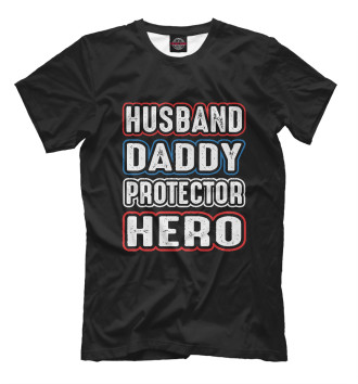 Мужская Футболка Husband Daddy Protector Hero