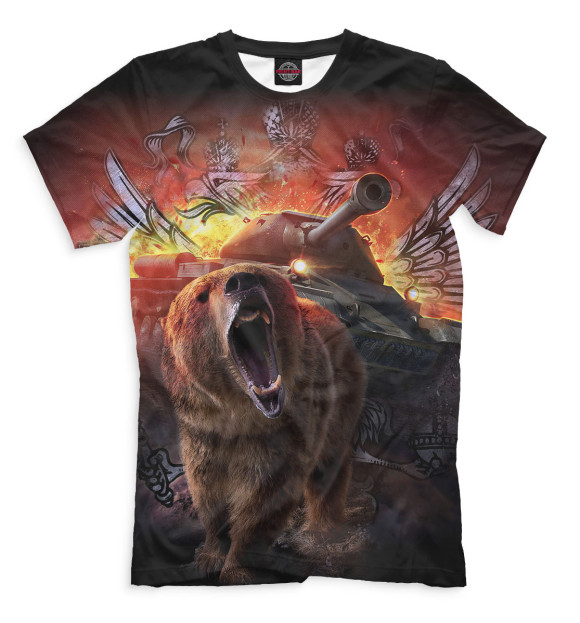 Медведь и танк футболка мужская