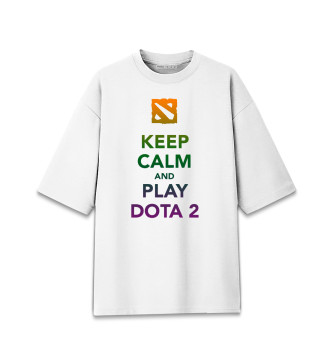 Женская Хлопковая футболка оверсайз Keep calm and play dota 2