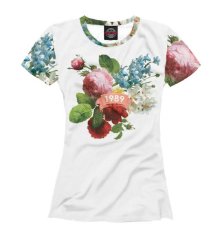 Женская футболка 1989 год, букет летних цветов
