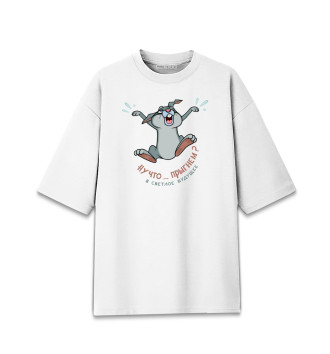 Мужская Хлопковая футболка оверсайз Веселый зайчик прыгает