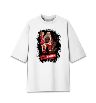 Хлопковая футболка оверсайз для девочек Bad santa