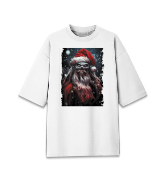 Хлопковая футболка оверсайз для девочек Ужасный Дед Мороз