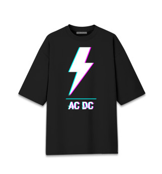 Женская футболка оверсайз AC DC Glitch Rock