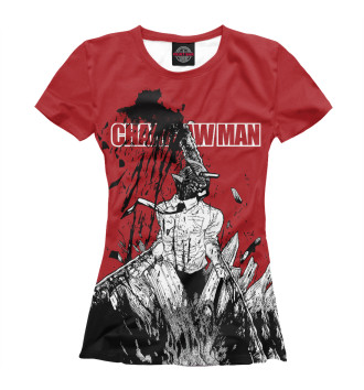 Женская Футболка Человек бензопила в крови | Chainsaw Man