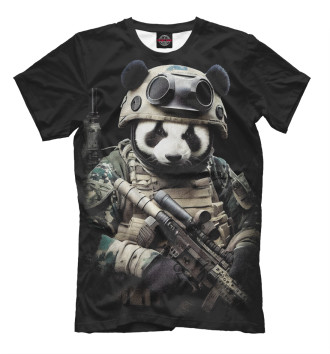 Мужская Футболка Медведь панда солдат спецназа