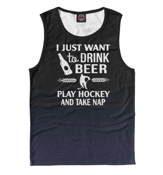 Мужская Майка Drink Beer Play Hockey