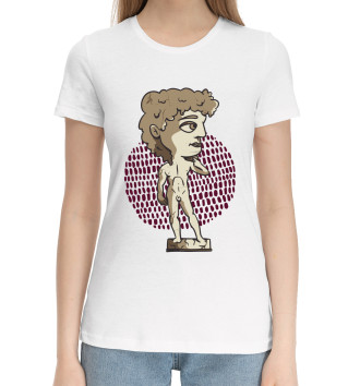 Женская Хлопковая футболка Статуя Давида Чиби