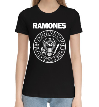 Женская Хлопковая футболка Ramones эмблема