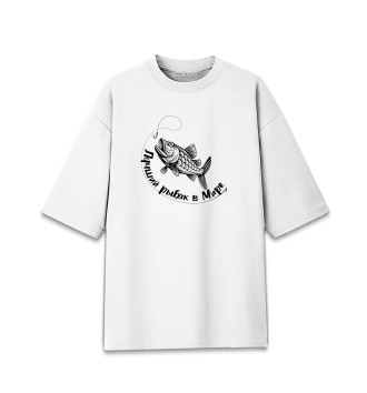 Женская Хлопковая футболка оверсайз Лучший рыбак в мире