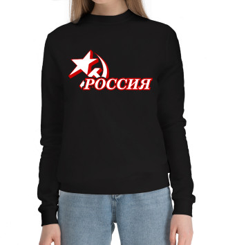 Женский Хлопковый свитшот Герб России (красный)