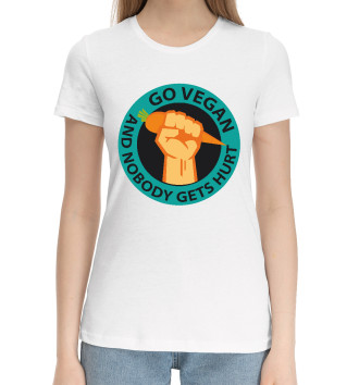 Женская Хлопковая футболка Go Vegan