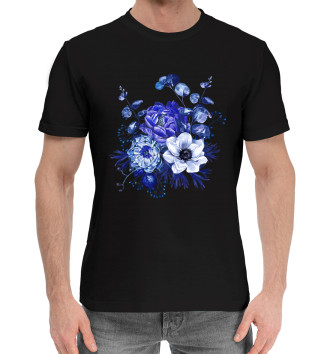 Мужская Хлопковая футболка Blue Flowers
