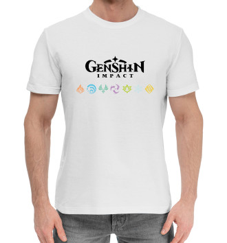 Мужская Хлопковая футболка Genshin Impact, Elements