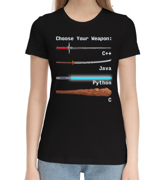 Женская Хлопковая футболка Python C Plus Plus Java C