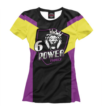 Женская Футболка 6 power family на фиолетовом фоне