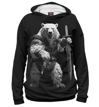 Худи для мальчиков Белый медведь воин