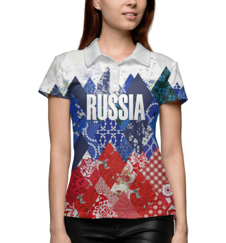 Женское Поло Орнамент – флаг России