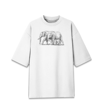 Мужская Хлопковая футболка оверсайз Слоны