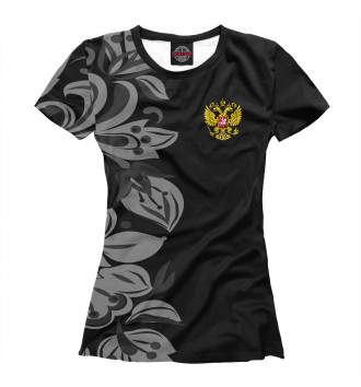 Футболка для девочек Russia Black&White ornament
