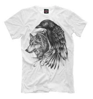 Женская футболка Волк и ворон
