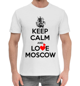 Мужская Хлопковая футболка Будь спок и люби Москву