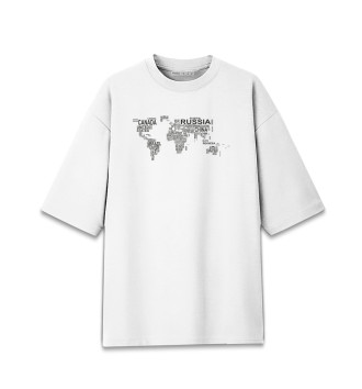 Женская Хлопковая футболка оверсайз Страны мира карта