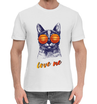 Мужская Хлопковая футболка Cat Love me