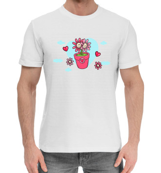 Мужская Хлопковая футболка Цветы