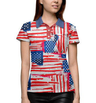 Женское Поло Флаг США Американский стиль