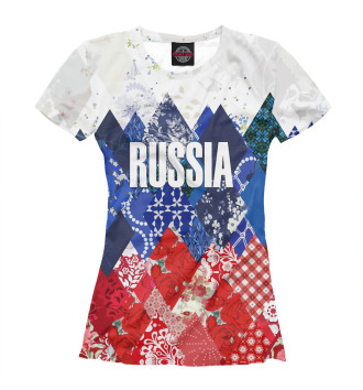 Женская Футболка Орнамент – флаг России