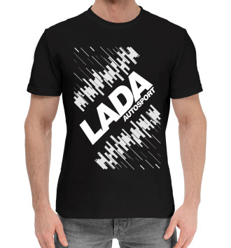 Мужская Хлопковая футболка Lada Autosport - Глитч