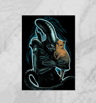 Плакат Чужой с котиком