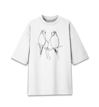 Женская Хлопковая футболка оверсайз Попугайчики