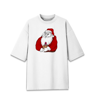 Хлопковая футболка оверсайз для девочек Дед мороз