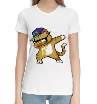 Женская Хлопковая футболка Cat dab