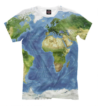 Мужская Футболка Топографическая карта мира