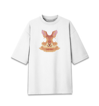 Хлопковая футболка оверсайз для девочек Кролик
