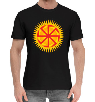 Мужская Хлопковая футболка Символ славян в солнце
